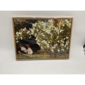 Cmostu Framed Wall Art Medium Green Floral Garden Canvas Print Ready To Hang